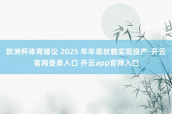 欧洲杯体育磋议 2025 年年底状貌实现投产-开云官网登录入口 开云app官网入口