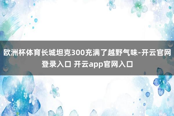 欧洲杯体育长城坦克300充满了越野气味-开云官网登录入口 开云app官网入口